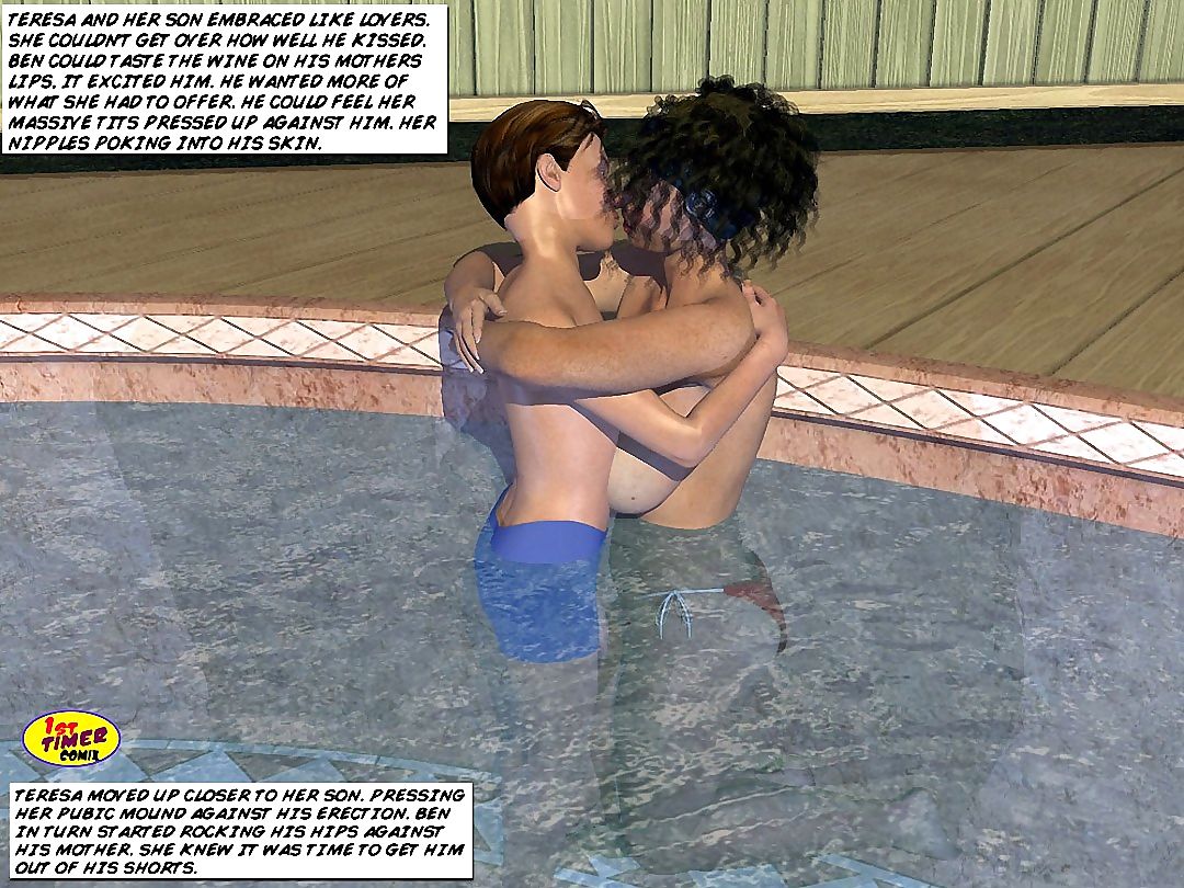 Mom and Son Pool Side- 1st timer page 1