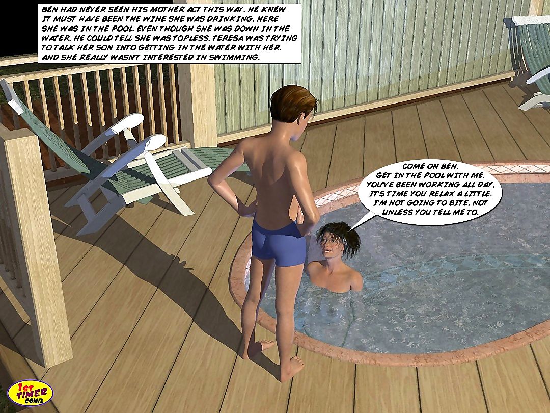 Mom and Son Pool Side- 1st timer page 1